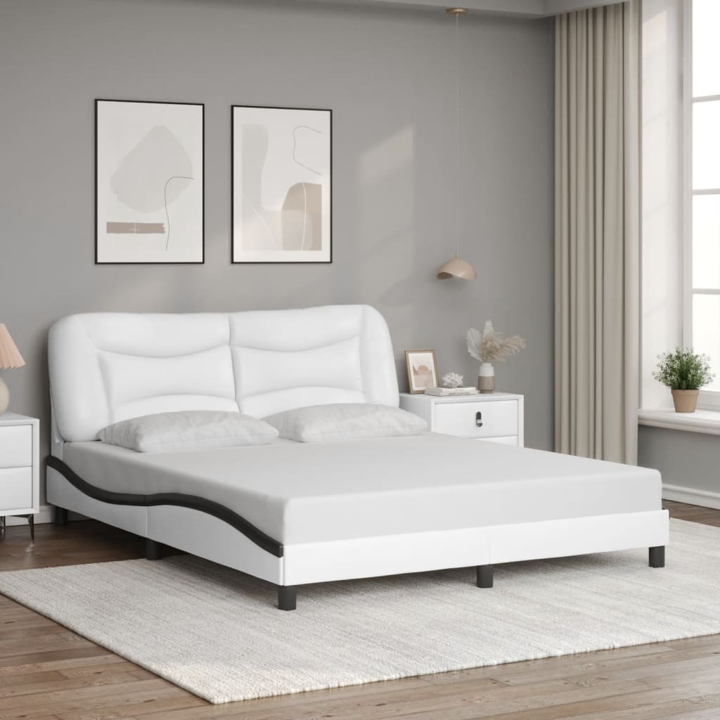 Cadre de lit avec LED sans matelas Hvar blanc et noir 160x200 cm - XIOS