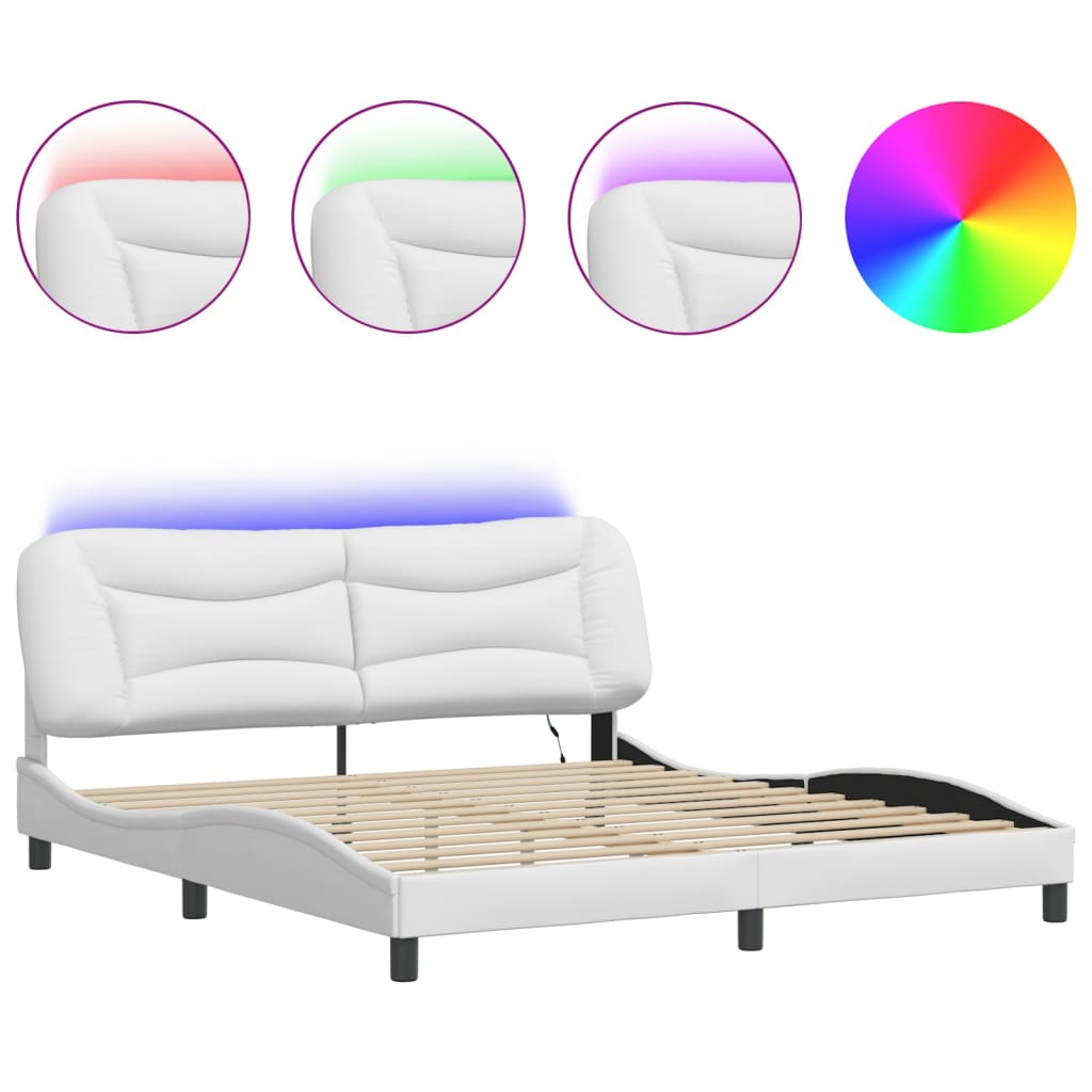 Cadre de lit avec LED sans matelas Hvar blanc 180x200 cm - XIOS