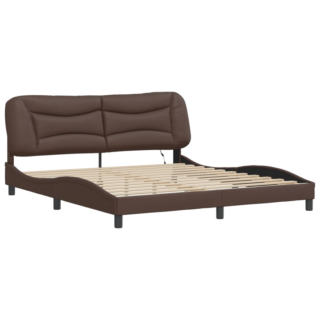 Cadre de lit avec LED sans matelas marron 180x200 cm - XIOS