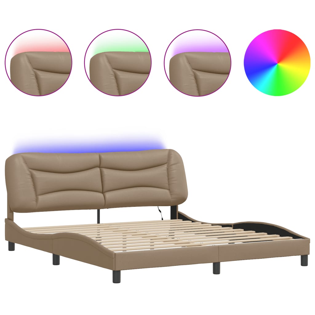 Cadre de lit avec LED sans matelas cappuccino 180x200 cm - XIOS