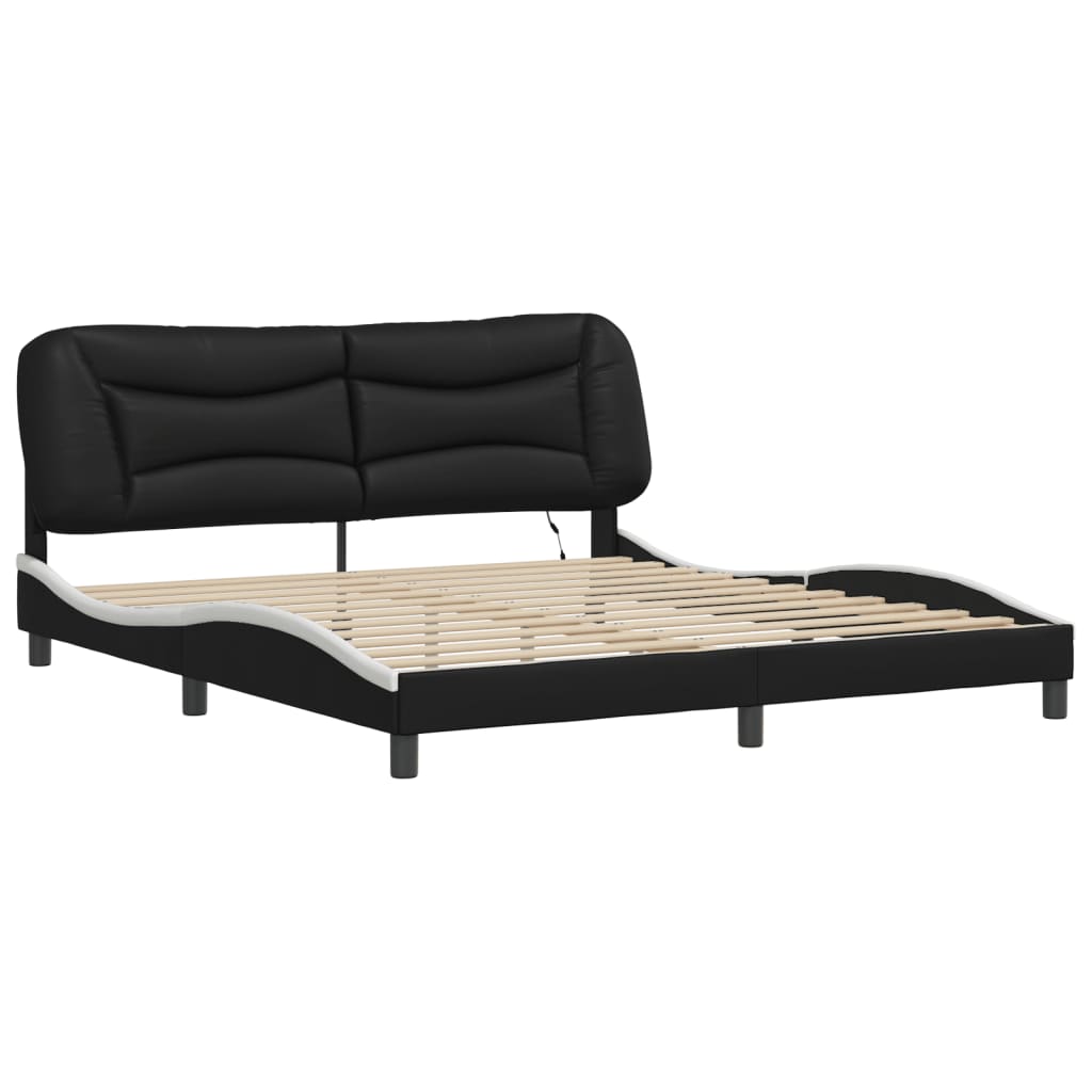 Cadre de lit avec LED sans matelas Hvar noir et blanc 180x200 cm - XIOS