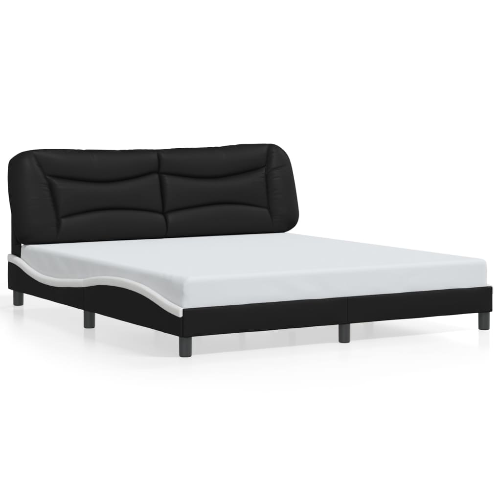 Cadre de lit avec LED sans matelas Hvar noir et blanc 180x200 cm - XIOS