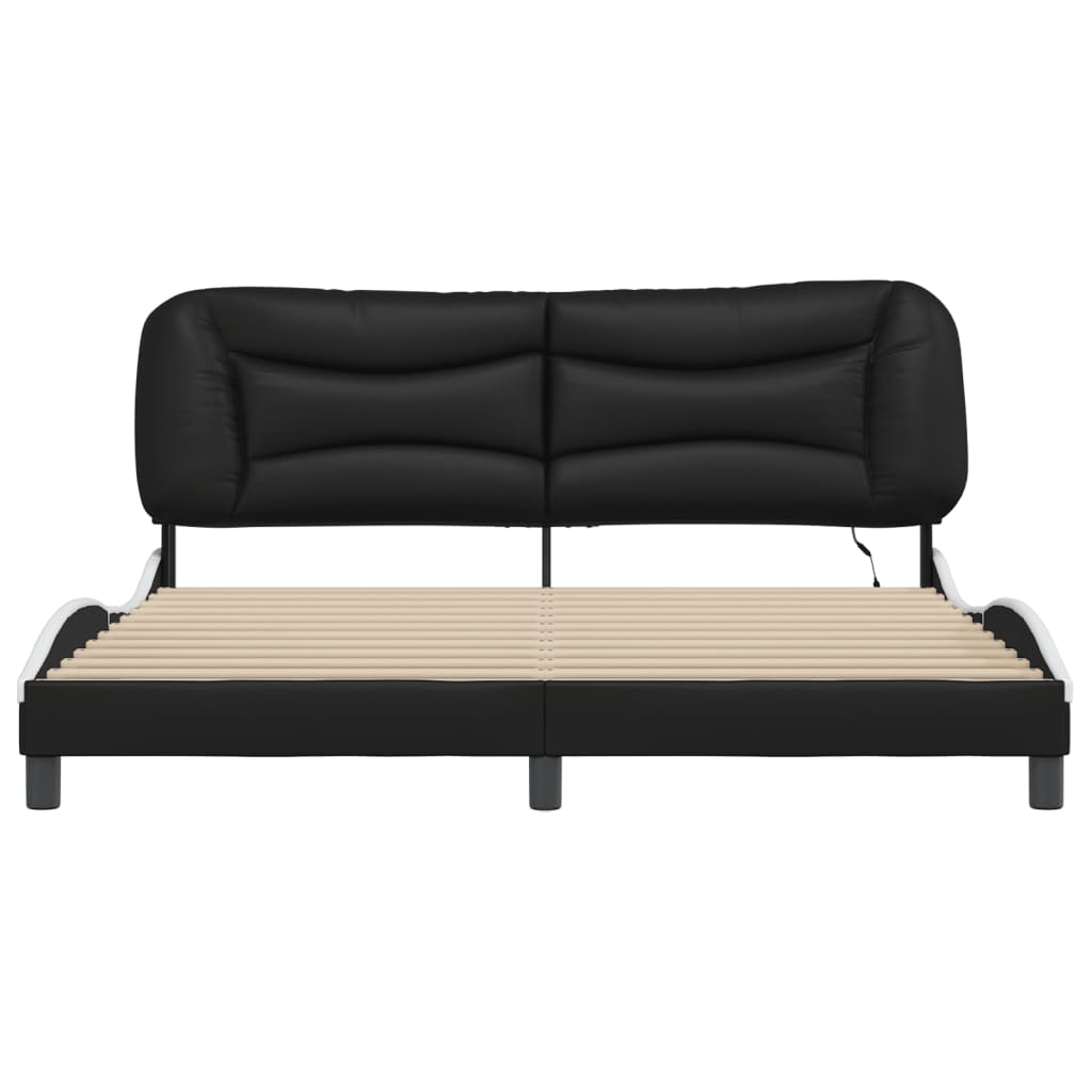 Cadre de lit avec LED sans matelas Hvar noir et blanc 180x200 cm - XIOS