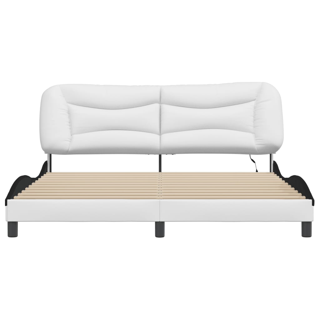 Cadre de lit avec LED sans matelas Hvar blanc et noir 180x200 cm - XIOS