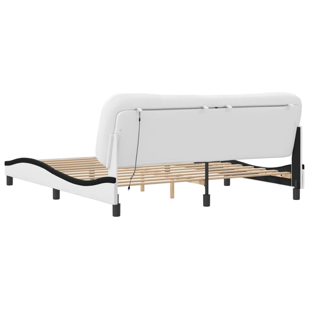 Cadre de lit avec LED sans matelas Hvar blanc et noir 180x200 cm - XIOS