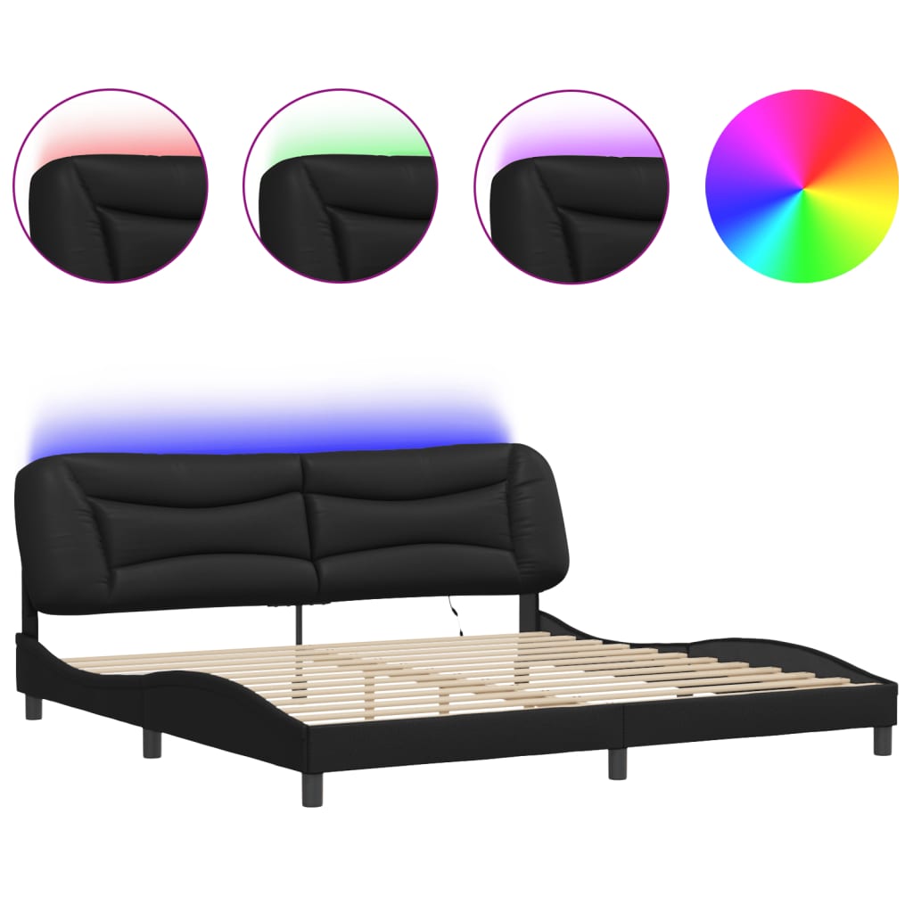 Cadre de lit avec LED sans matelas Hvar noir 200x200 cm - XIOS
