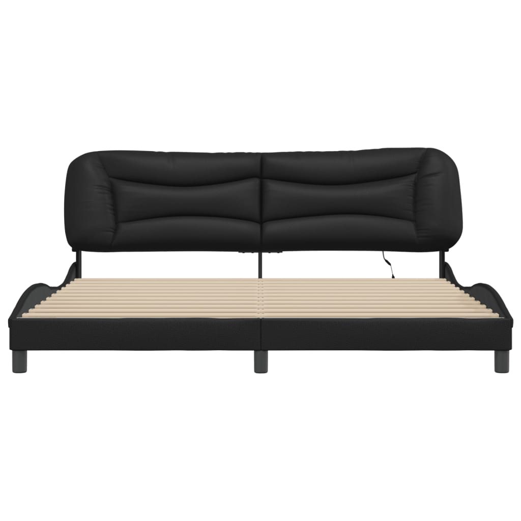 Cadre de lit avec LED sans matelas Hvar noir 200x200 cm - XIOS