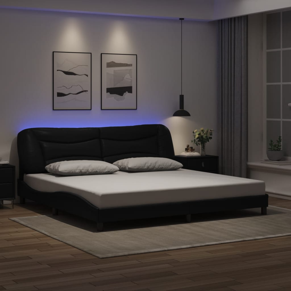 Cadre de lit avec LED sans matelas Hvar noir 200x200 cm - XIOS