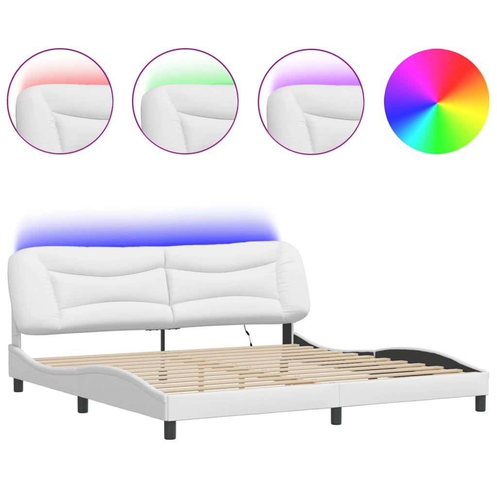 Cadre de lit avec LED sans matelas Hvar blanc 200x200 cm - XIOS