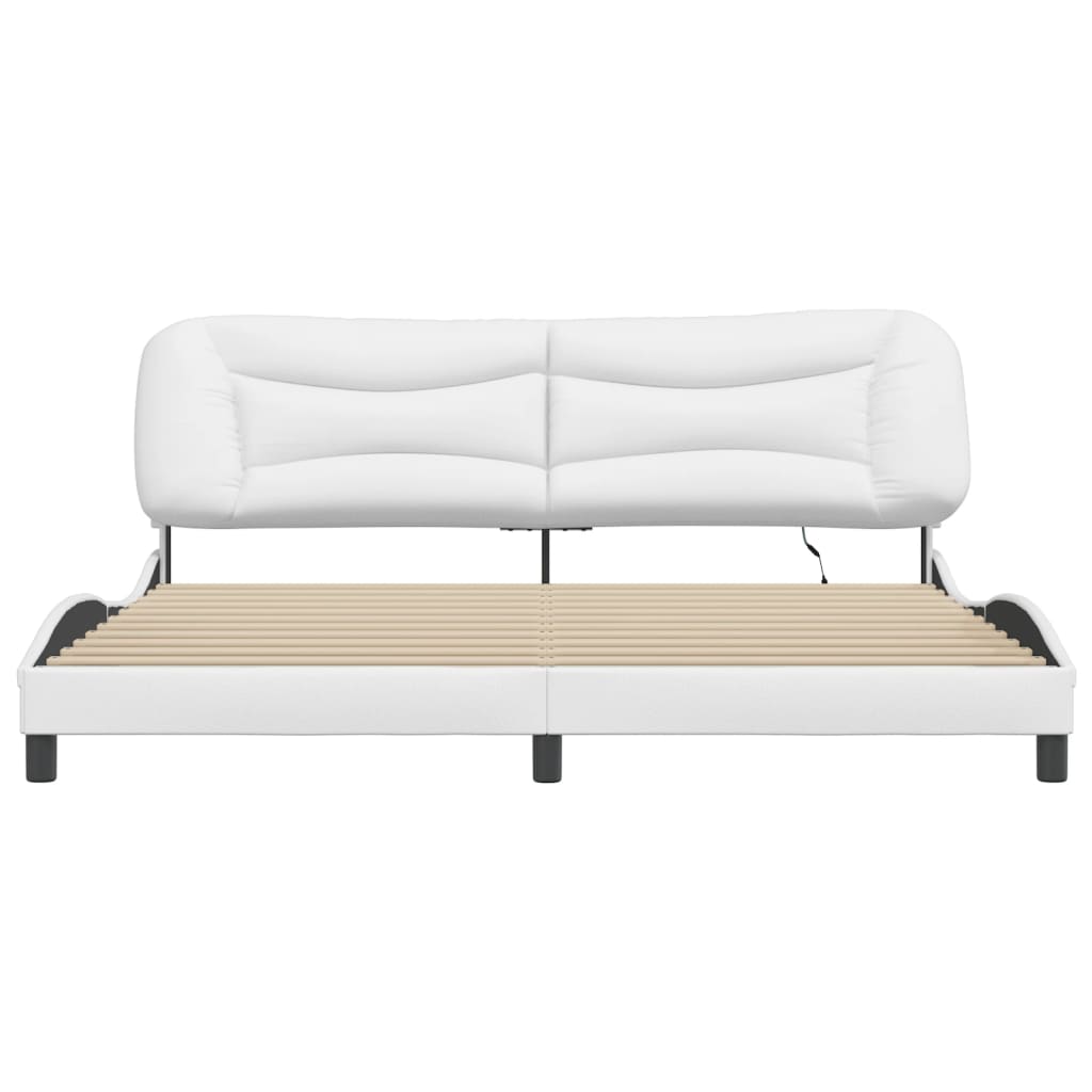 Cadre de lit avec LED sans matelas Hvar blanc 200x200 cm