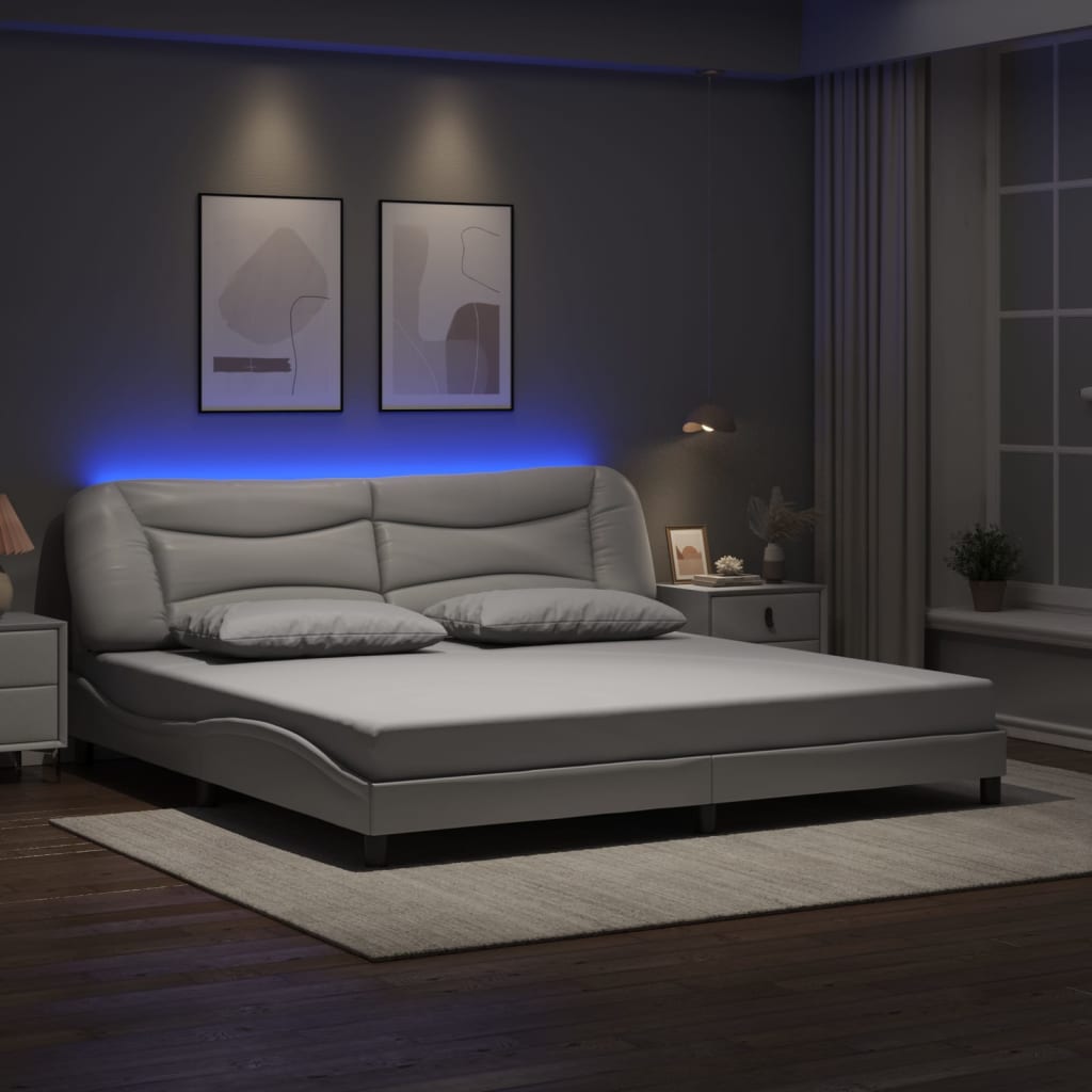 Cadre de lit avec LED sans matelas Hvar blanc 200x200 cm - XIOS