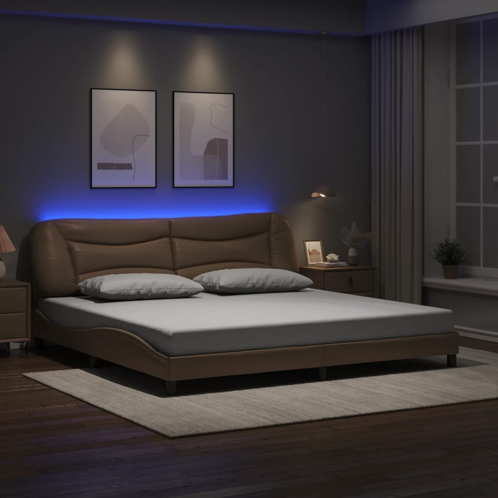 Cadre de lit avec LED sans matelas Hvar cappuccino 200x200 cm - XIOS