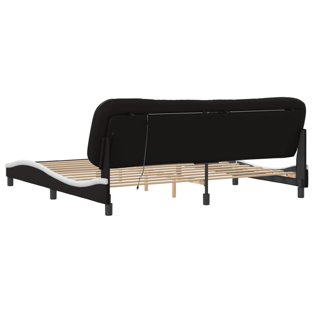 Cadre de lit avec LED sans matelas Hvar noir et blanc 200x200 cm - XIOS