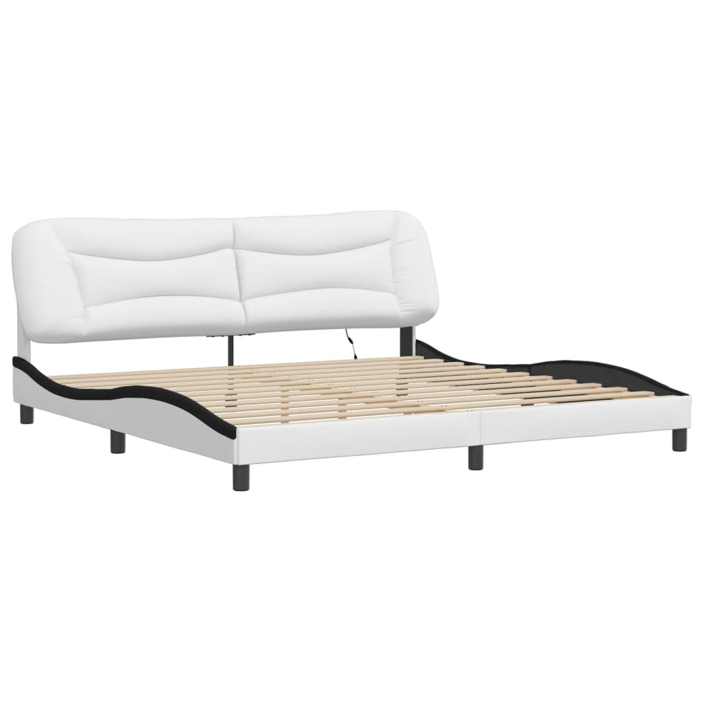Cadre de lit avec LED sans matelas Hvar blanc et noir 200x200 cm - XIOS