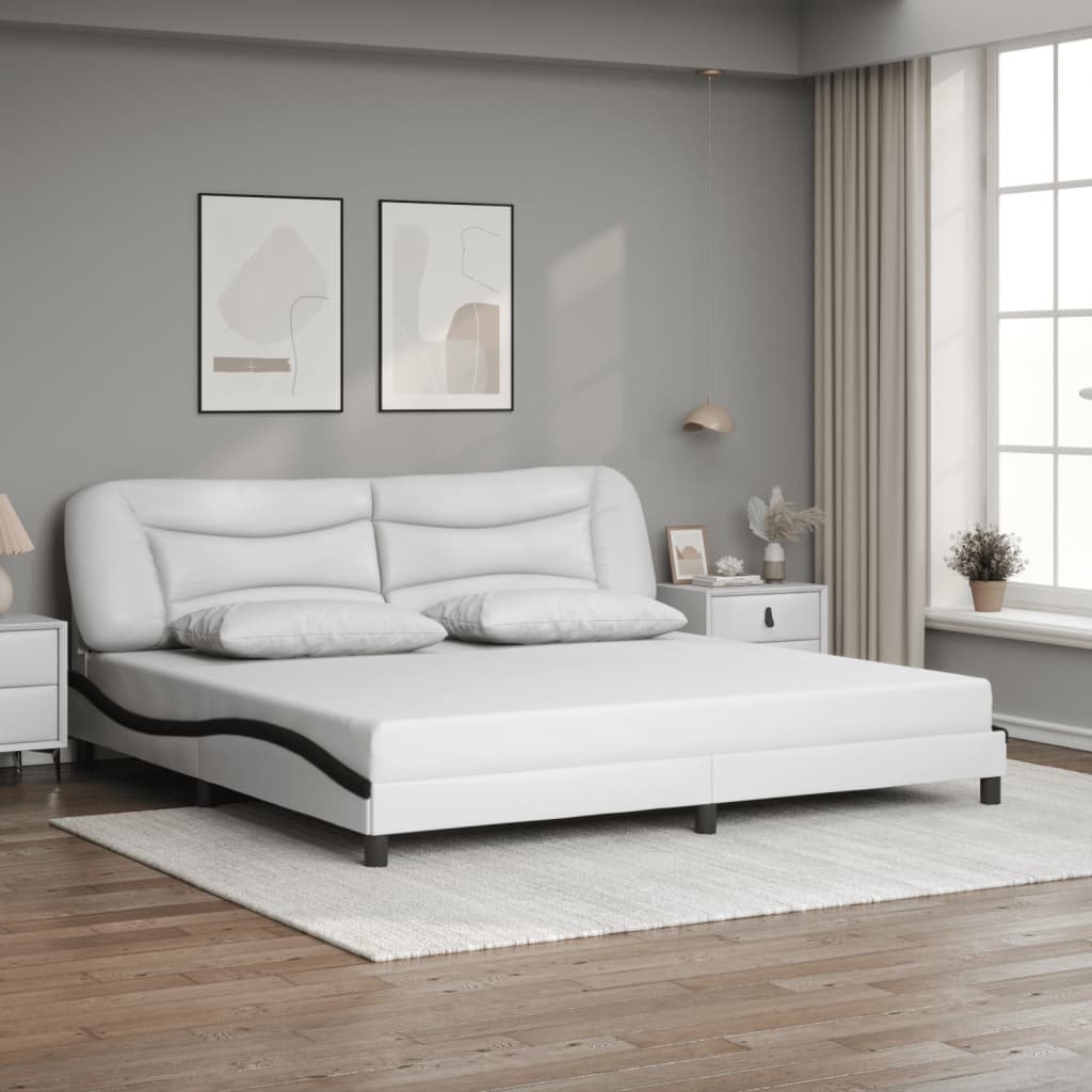 Cadre de lit avec LED sans matelas Hvar blanc et noir 200x200 cm - XIOS