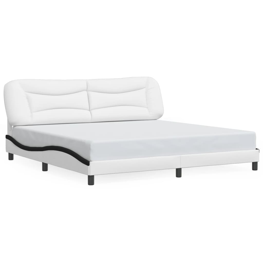 Cadre de lit avec LED sans matelas Hvar blanc et noir 200x200 cm - XIOS