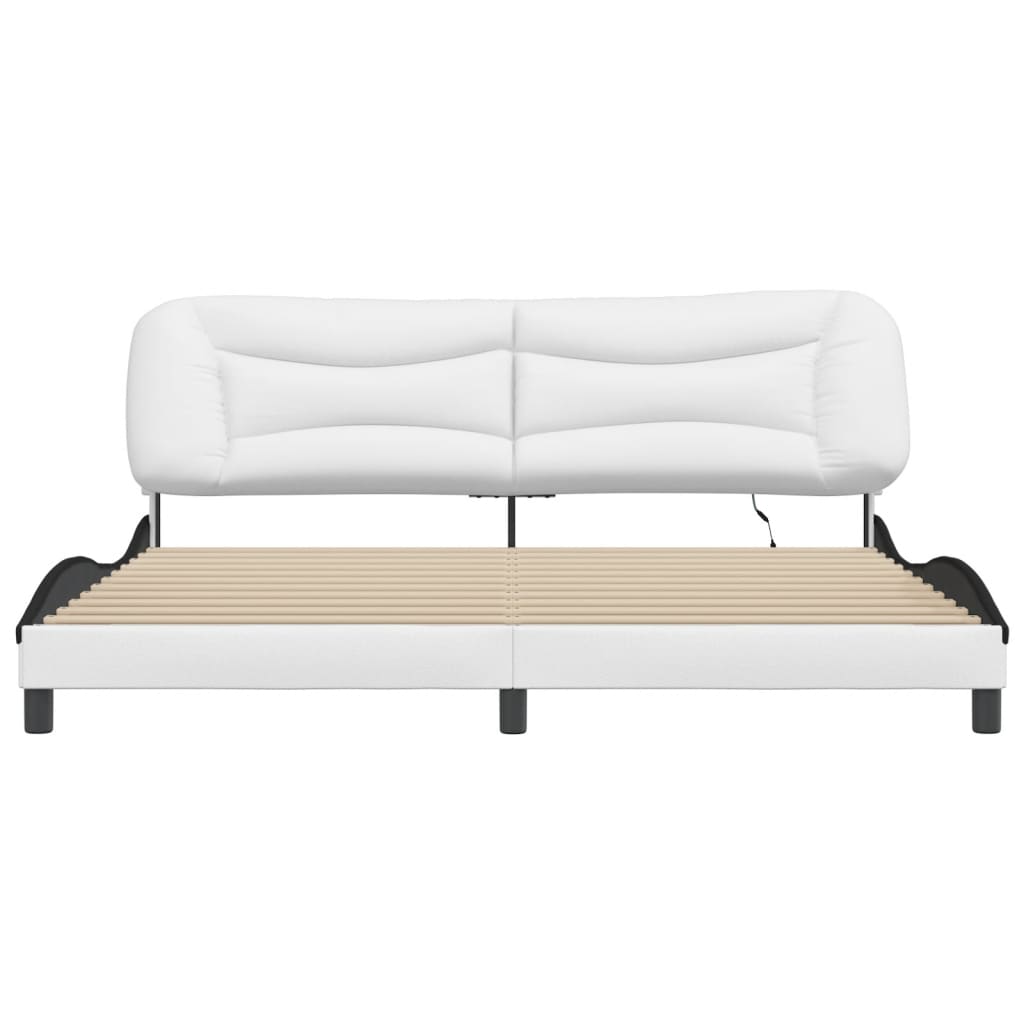 Cadre de lit avec LED sans matelas Hvar blanc et noir 200x200 cm - XIOS
