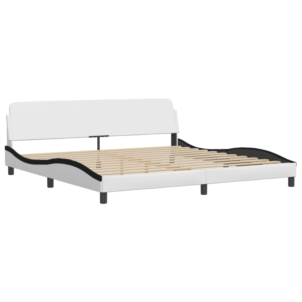 Cadre de lit avec LED sans matelas Hvar blanc et noir 200x200 cm - XIOS