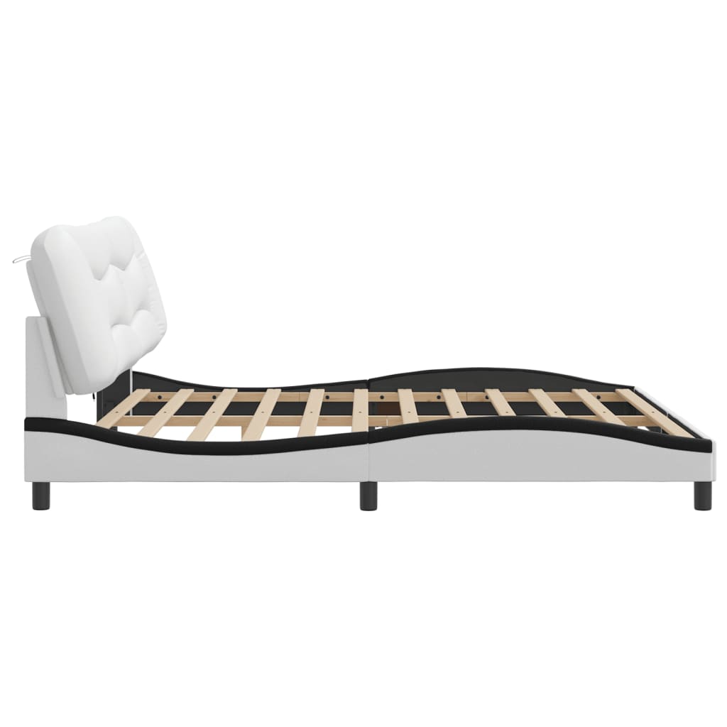 Cadre de lit avec LED sans matelas Hvar blanc et noir 200x200 cm - XIOS