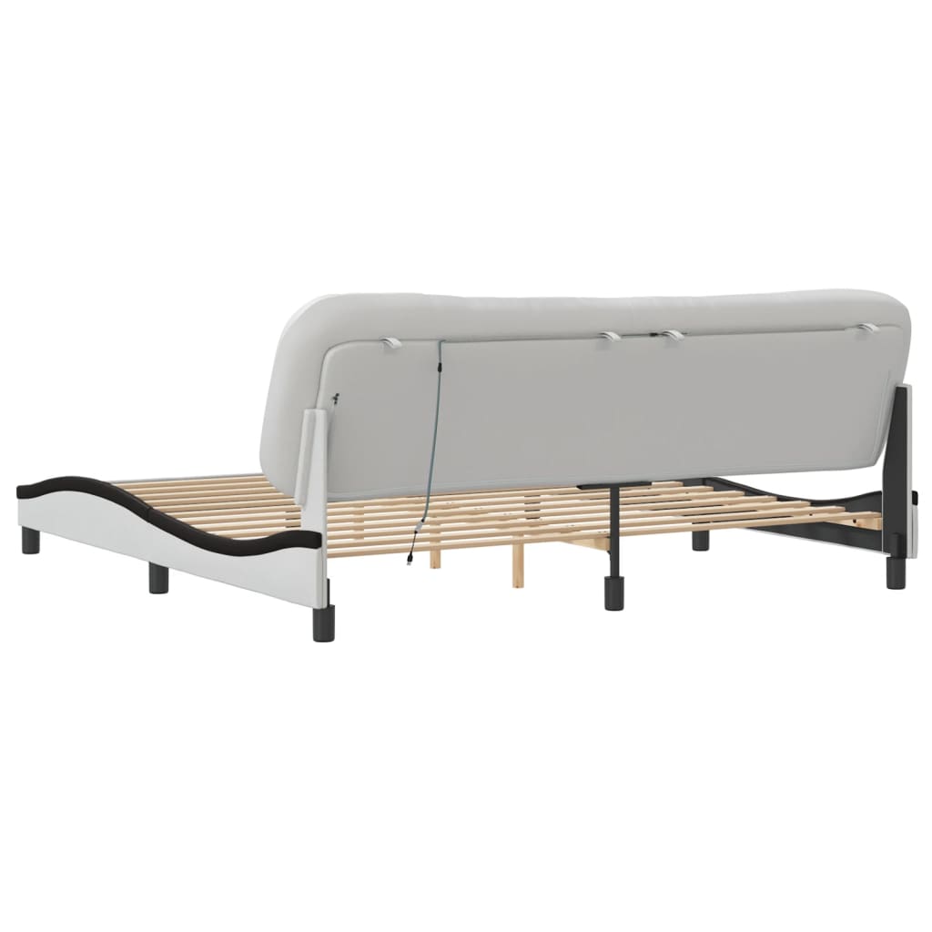 Cadre de lit avec LED sans matelas Hvar blanc et noir 200x200 cm - XIOS