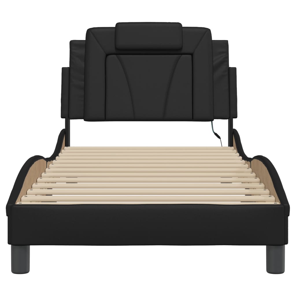 Cadre de lit Viana avec LED sans matelas noir 80x200 cm