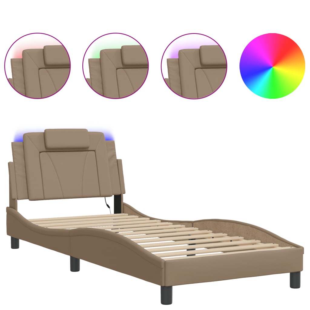 Cadre de lit avec LED sans matelas cappuccino 80x200 cm - XIOS