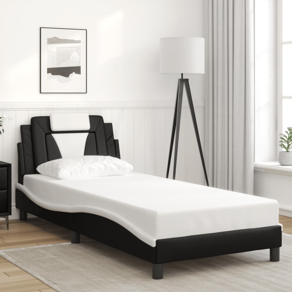 Cadre de lit Viana avec LED sans matelas noir et blanc 80x200 cm
