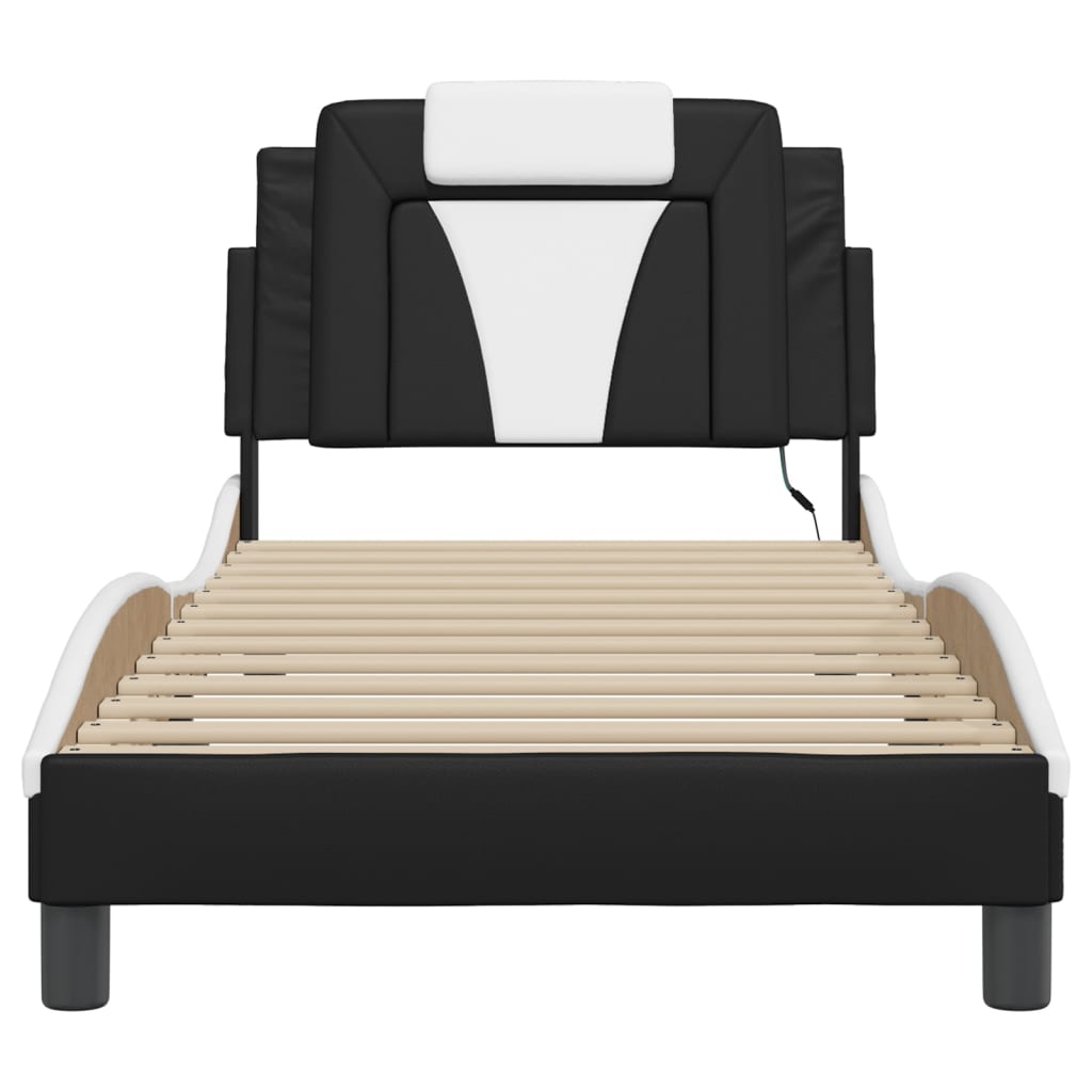 Cadre de lit avec LED sans matelas noir et blanc 90x190 cm - XIOS
