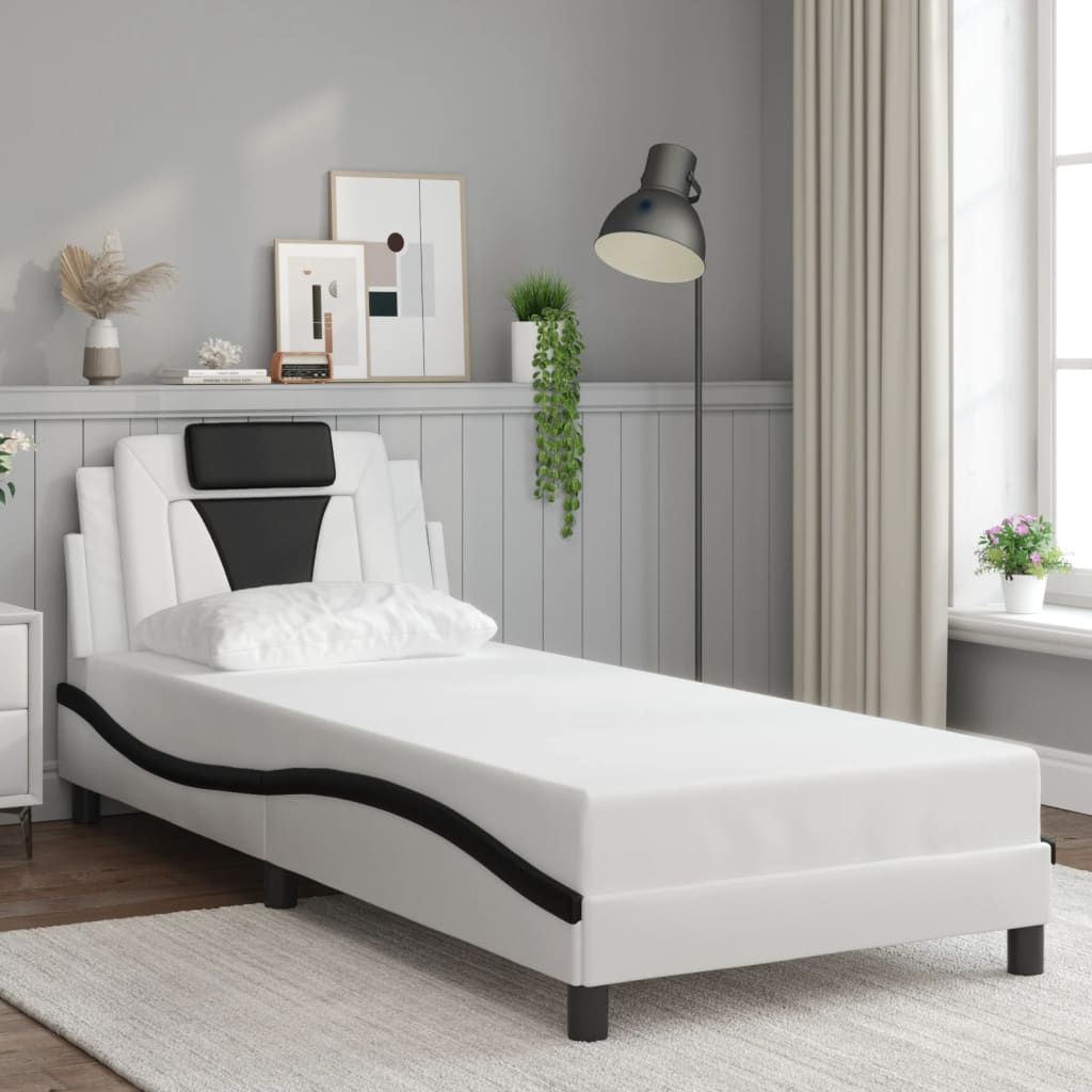 Cadre de lit avec LED sans matelas blanc et noir 90x190 cm - XIOS