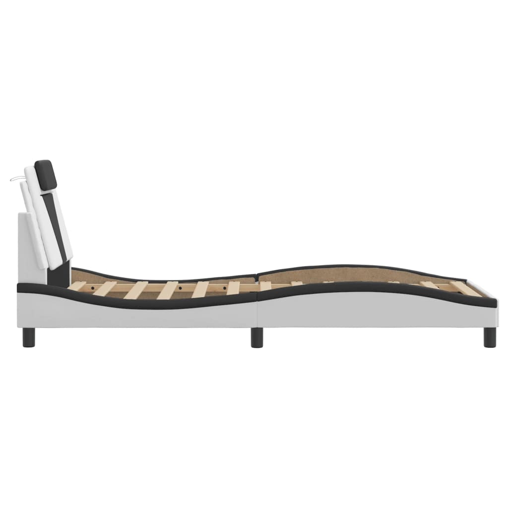 Cadre de lit avec LED sans matelas blanc et noir 90x190 cm - XIOS