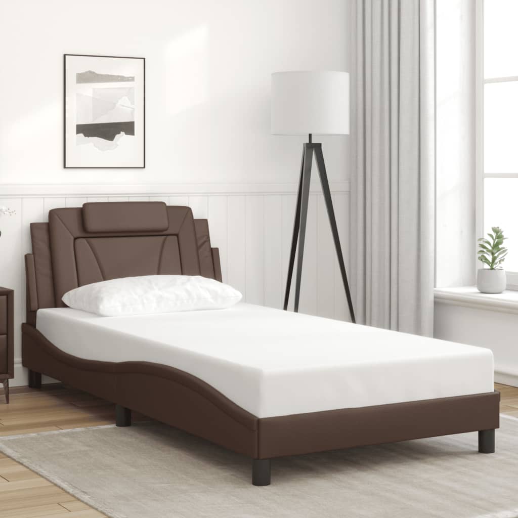 Cadre de lit avec LED sans matelas marron 100x200 cm - XIOS