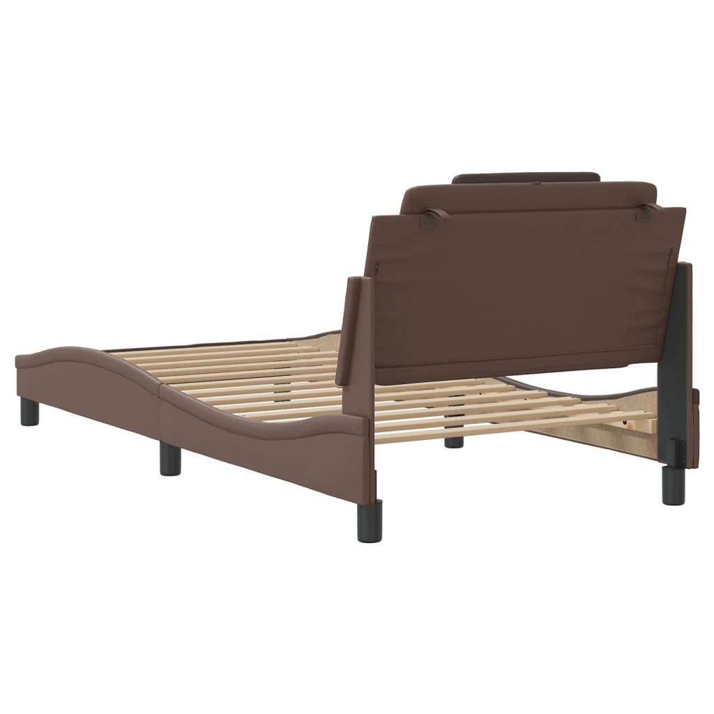 Cadre de lit avec LED sans matelas marron 100x200 cm - XIOS