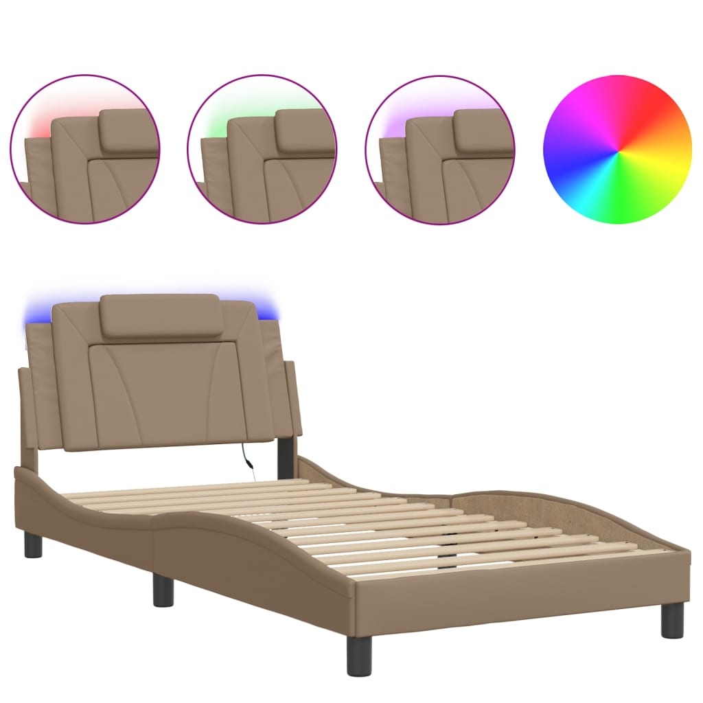 Cadre de lit Viana avec LED sans matelas cappuccino 100x200 cm