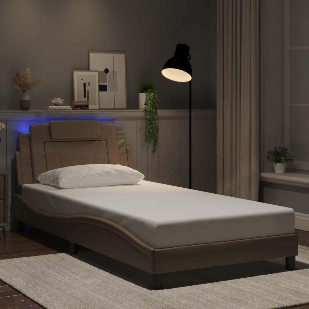 Cadre de lit Viana avec LED sans matelas cappuccino 100x200 cm