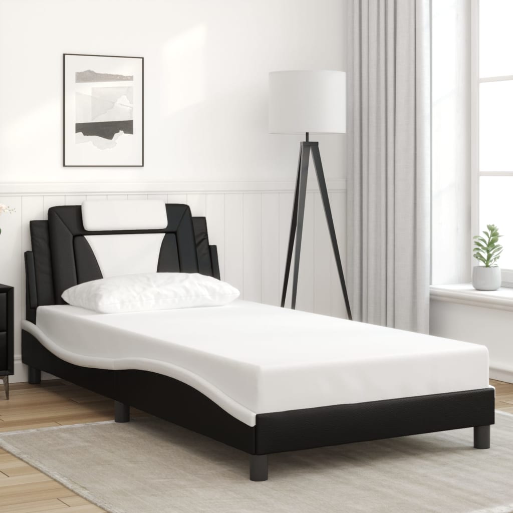 Cadre de lit avec LED sans matelas noir et blanc 100x200 cm - XIOS