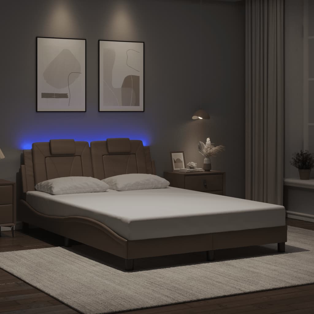 Cadre de lit Viana avec LED sans matelas cappuccino 120x200 cm