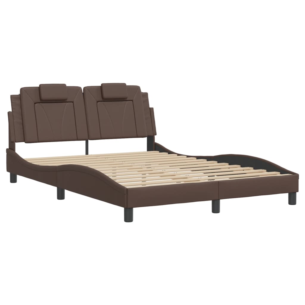 Cadre de lit avec LED sans matelas marron 140x190 cm - XIOS