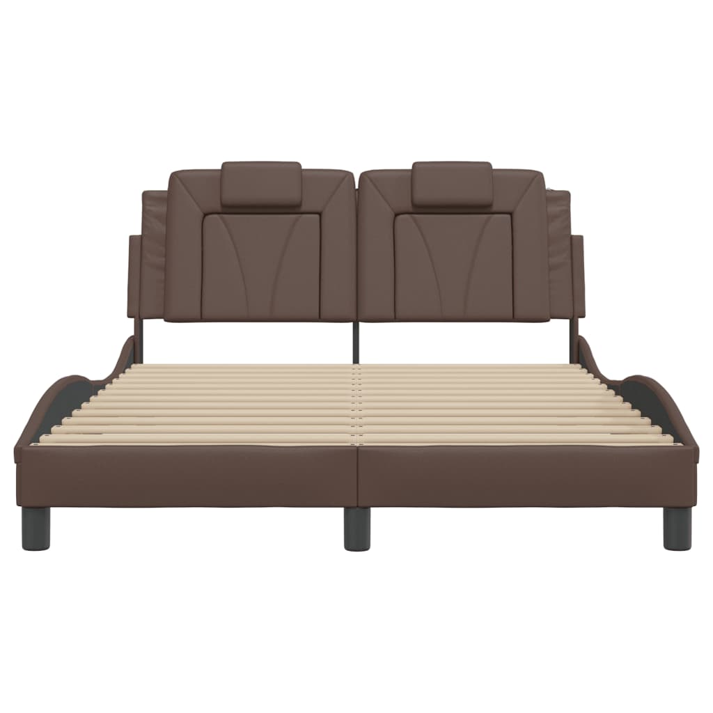 Cadre de lit avec LED sans matelas marron 140x190 cm - XIOS