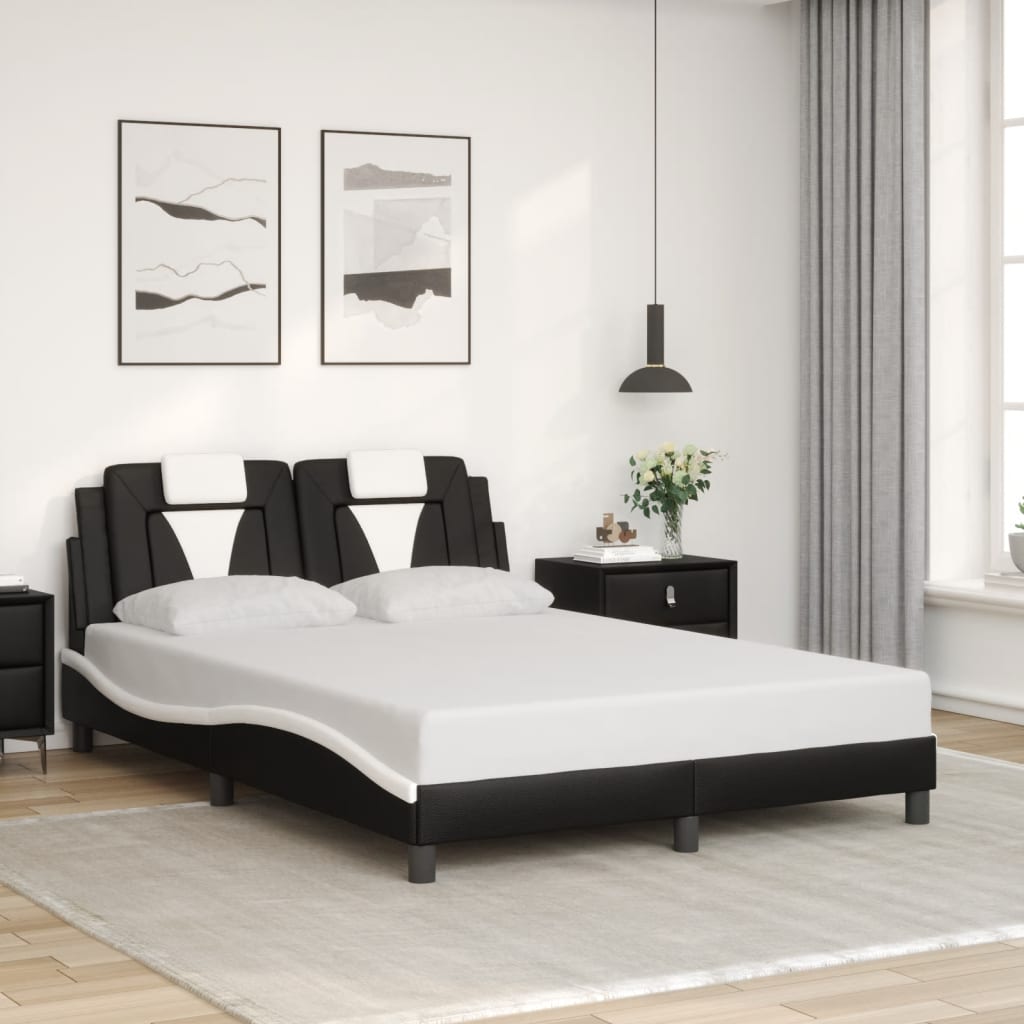 Cadre de lit avec LED sans matelas noir et blanc 140x190 cm - XIOS