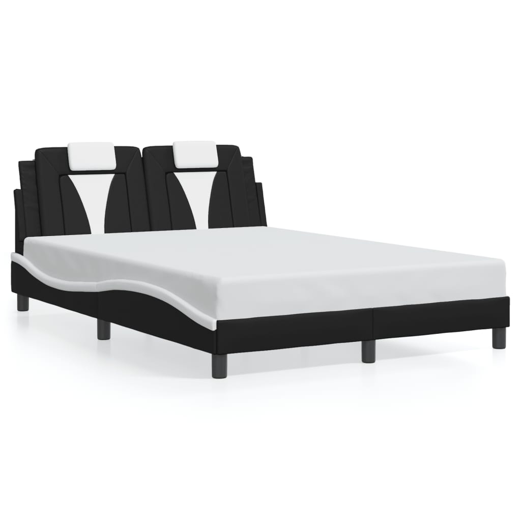 Cadre de lit avec LED sans matelas noir et blanc 140x190 cm - XIOS