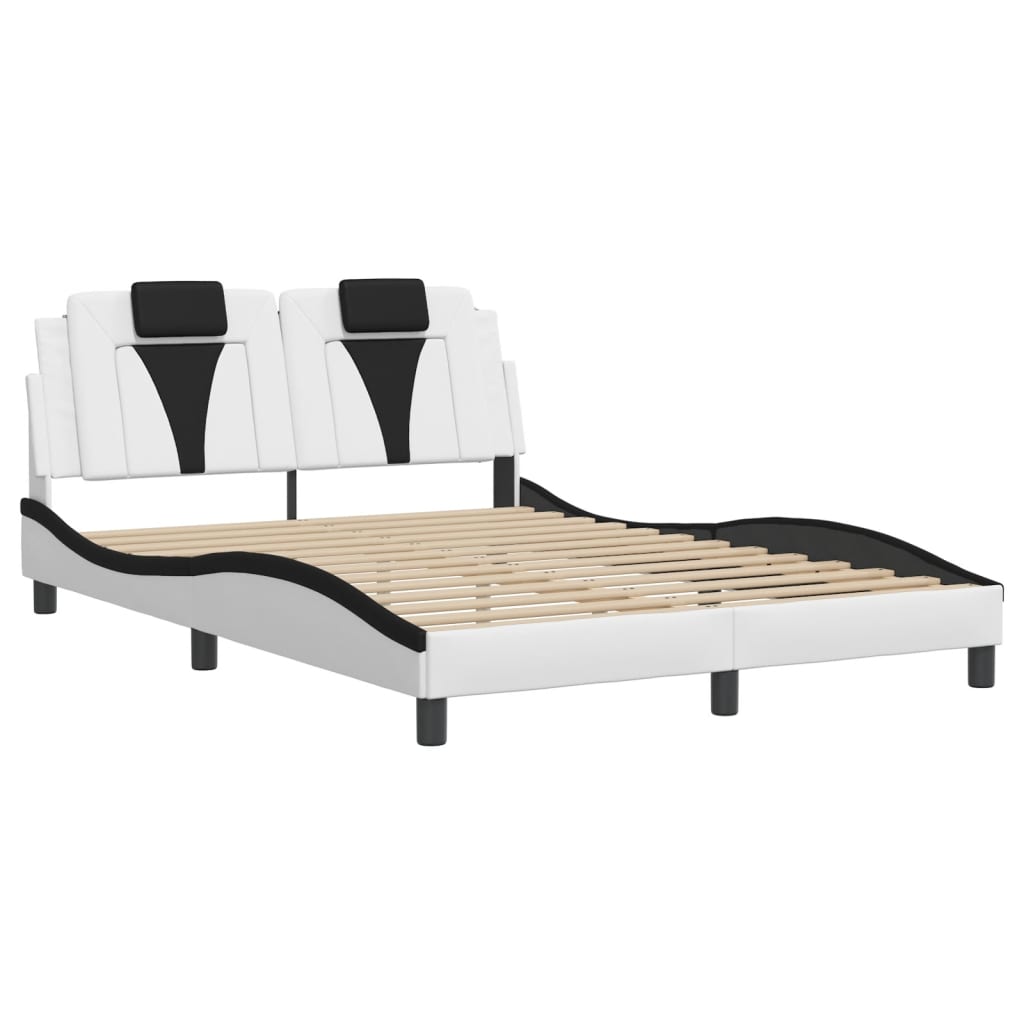Cadre de lit avec LED sans matelas blanc et noir 140x190 cm - XIOS