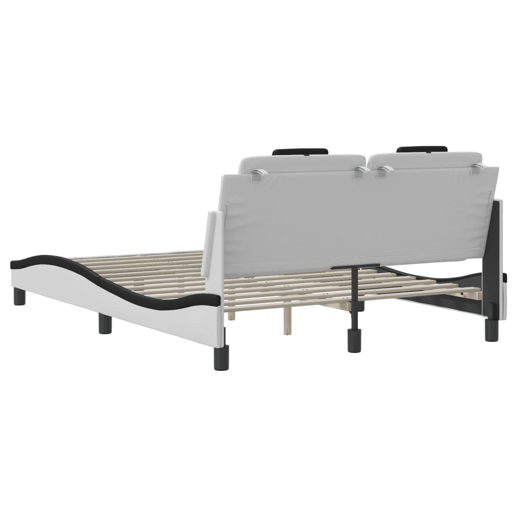 Cadre de lit avec LED sans matelas blanc et noir 140x190 cm - XIOS