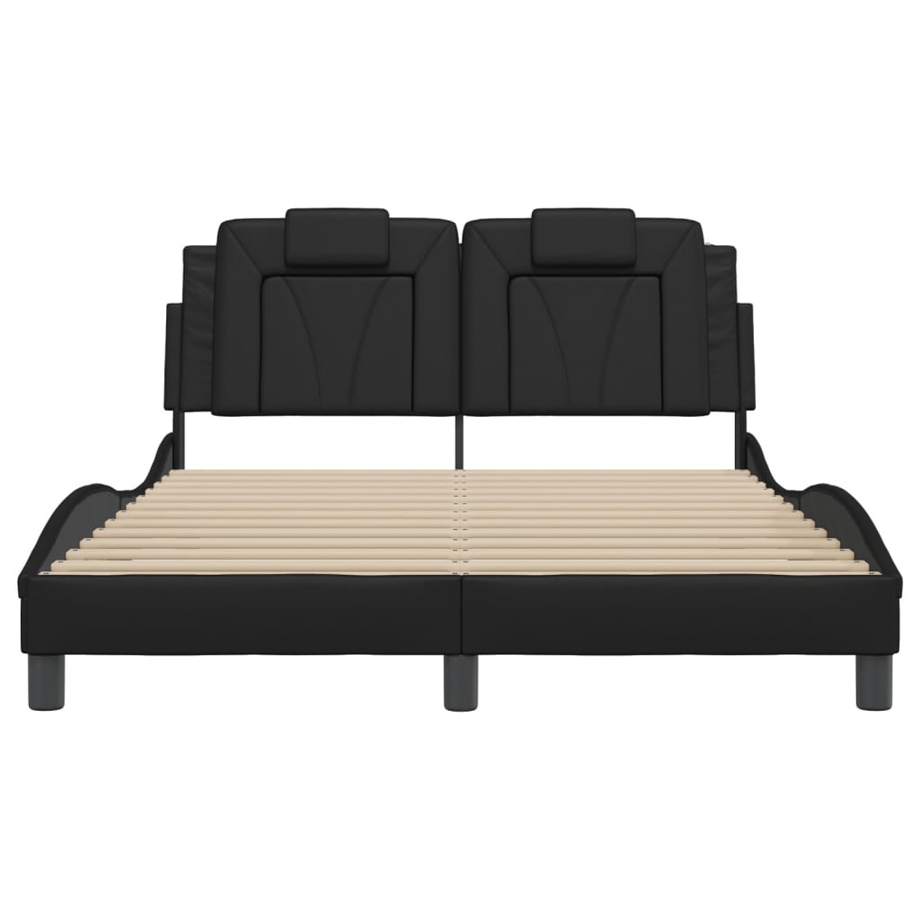 Cadre de lit avec LED sans matelas noir 140x200 cm - XIOS