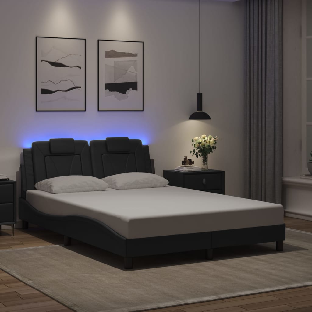 Cadre de lit avec LED sans matelas noir 140x200 cm - XIOS