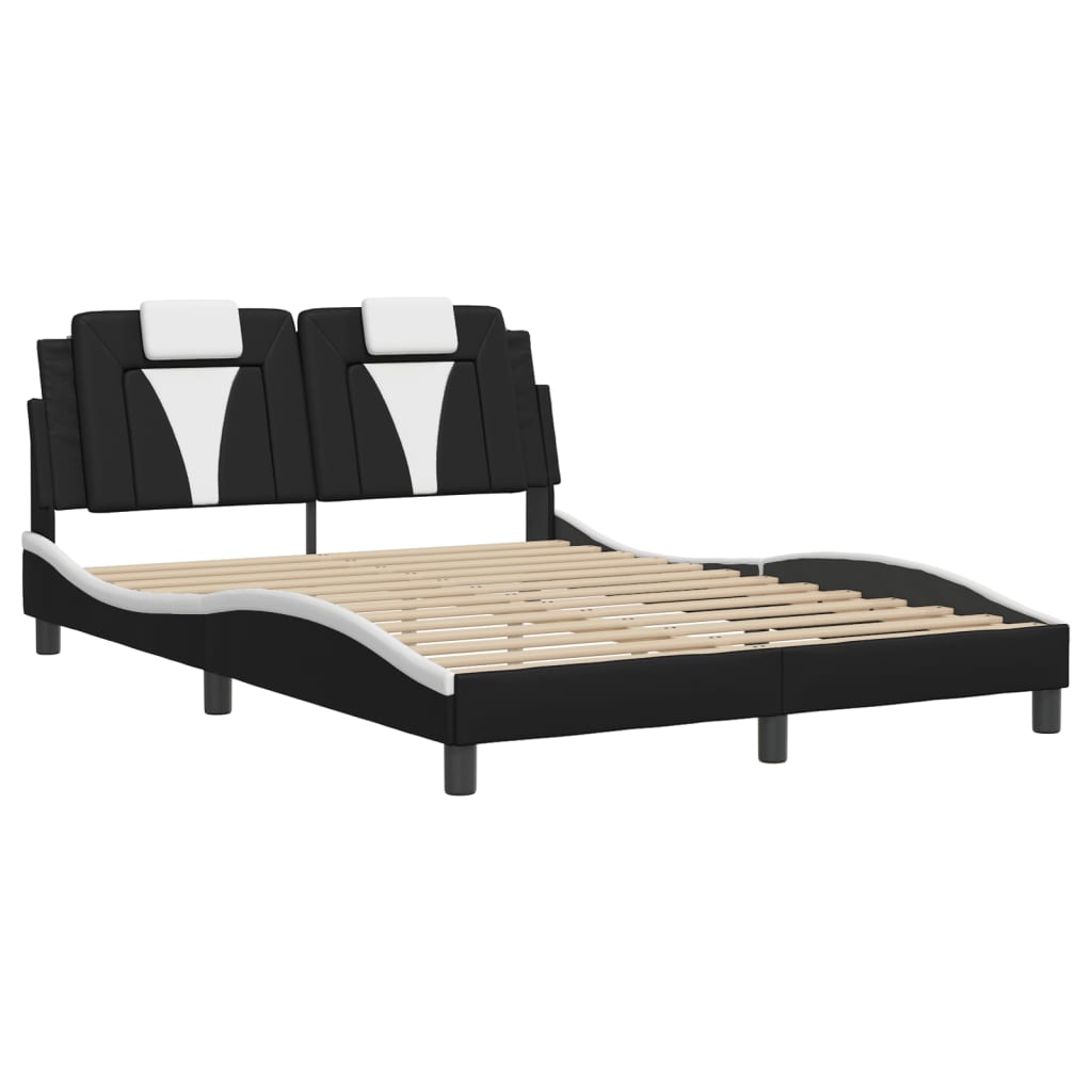 Cadre de lit avec LED sans matelas noir et blanc 140x200 cm - XIOS