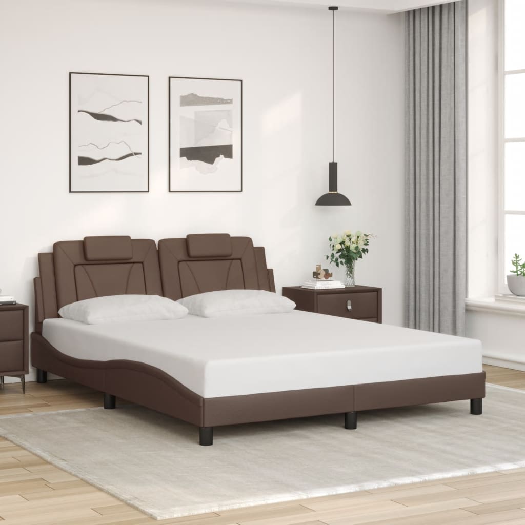 Cadre de lit avec LED sans matelas marron 160x200 cm - XIOS
