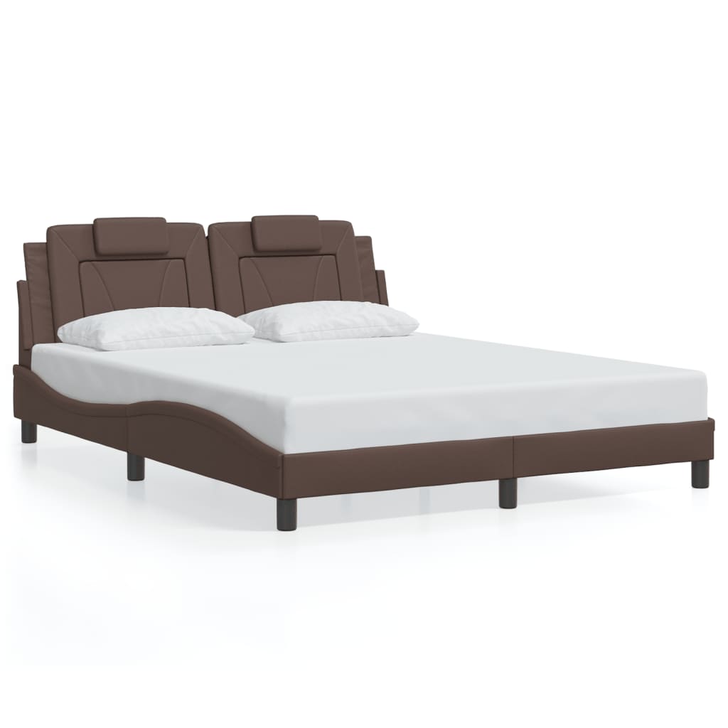 Cadre de lit avec LED sans matelas marron 160x200 cm - XIOS
