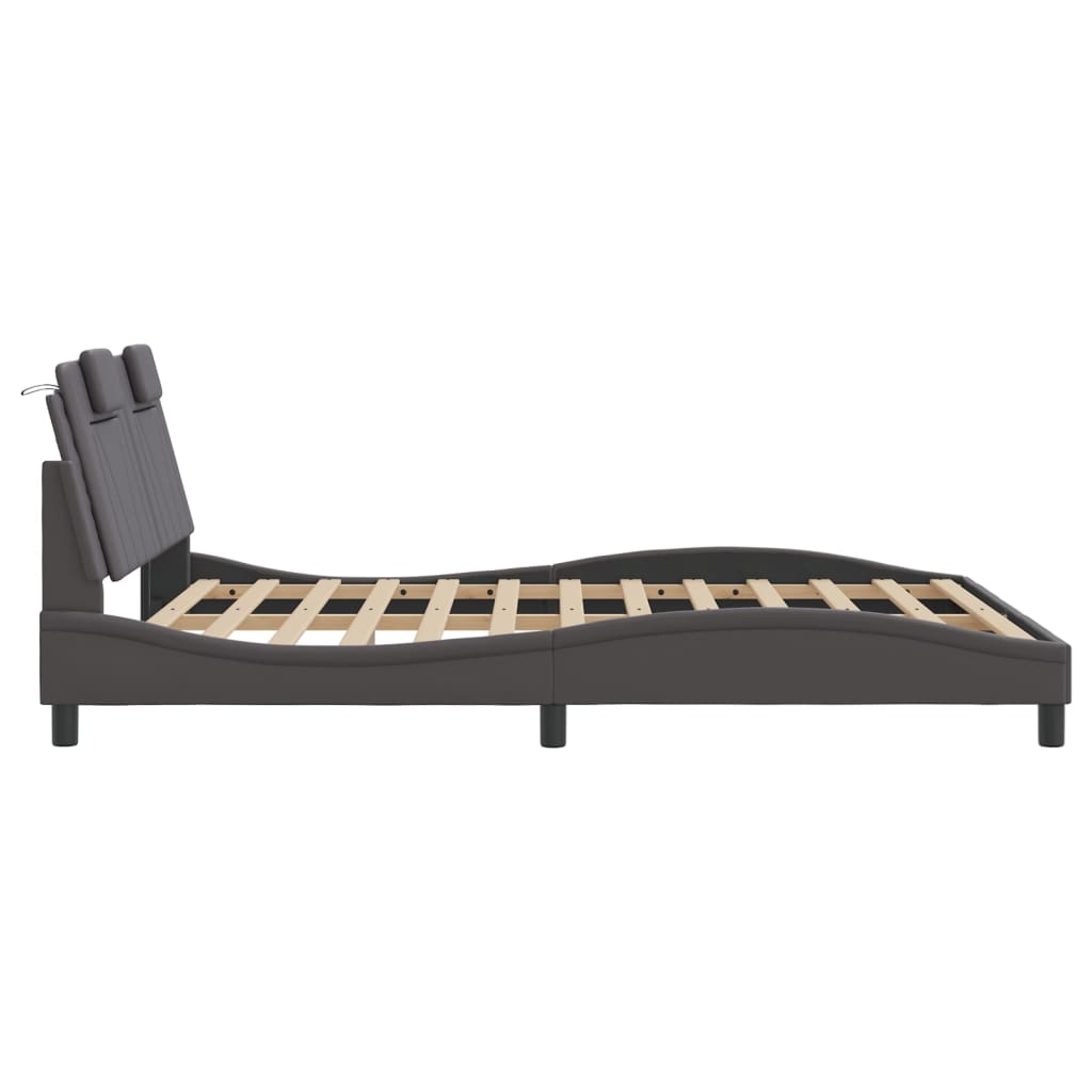 Cadre de lit avec LED sans matelas gris 160x200 cm - XIOS