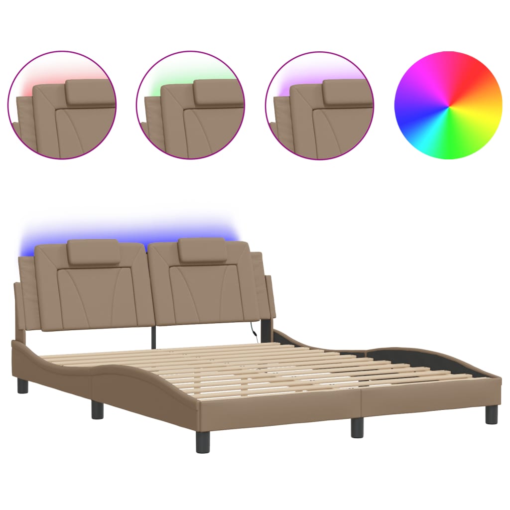 Cadre de lit Viana avec LED sans matelas cappuccino 160x200 cm - XIOS