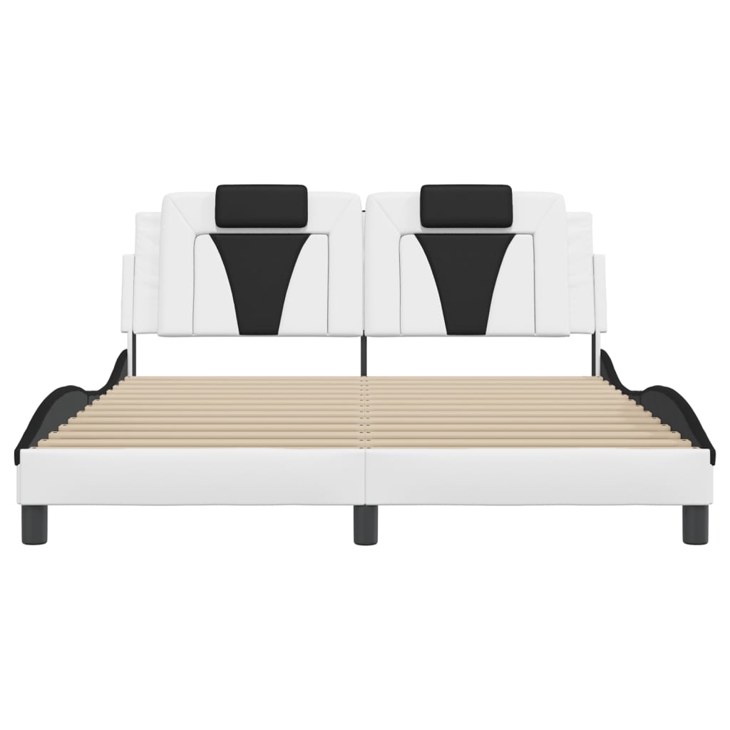 Cadre de lit avec LED sans matelas blanc et noir 160x200 cm - XIOS